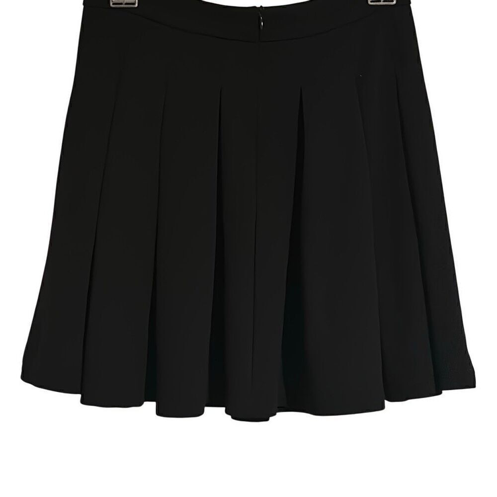 Shein Solid Black EZwear College Style Boxy Pleated Mini Skirt Ladies Small